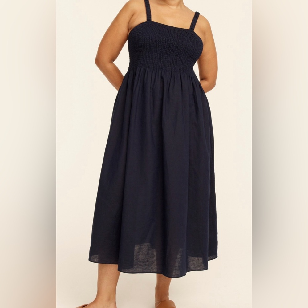 NWT Jcrew Smocked beach dress in linen-cotton blend